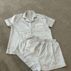 Chic Striped Satin Pajama Set